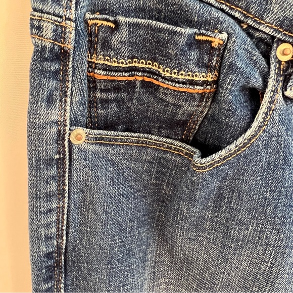 Levis 515 Bootcut Jeans Medium Wash Blue Flared Mid Rise Womens 32 Embroidered - Picture 3 of 7